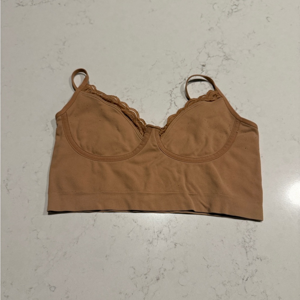 Women's Tan Lace Trim Bralette aerie